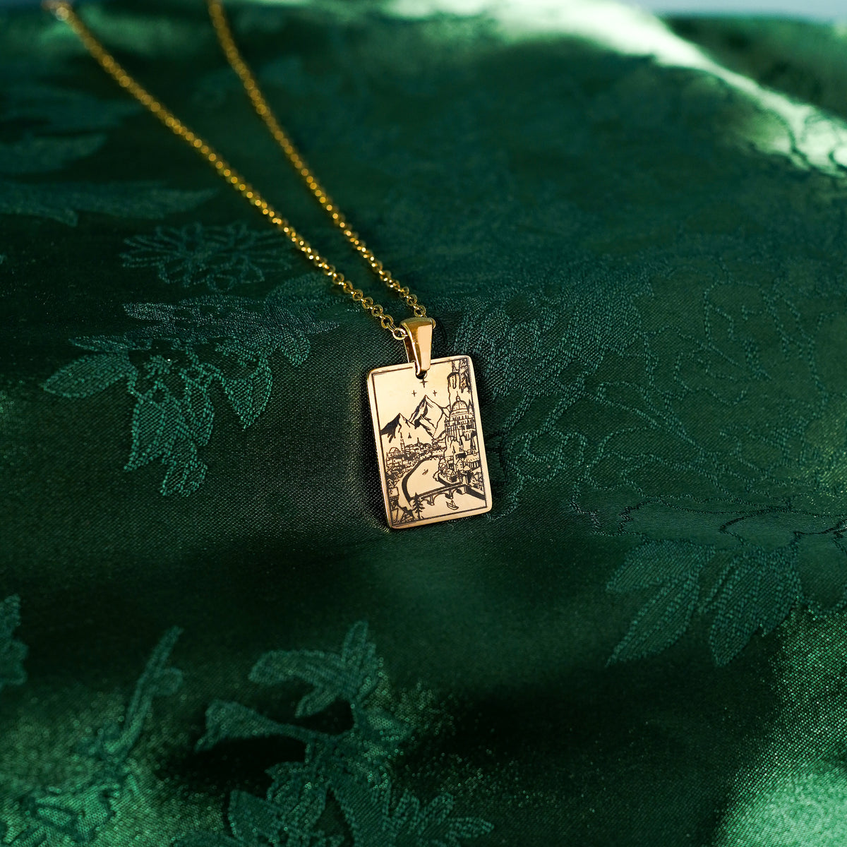 The "City of Starlight" Rectangle Location Necklace