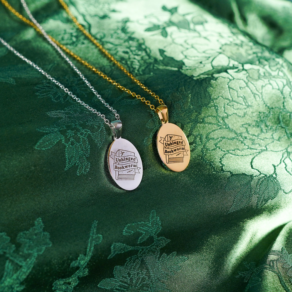The "Unhinged Bookworm" Oval Necklace