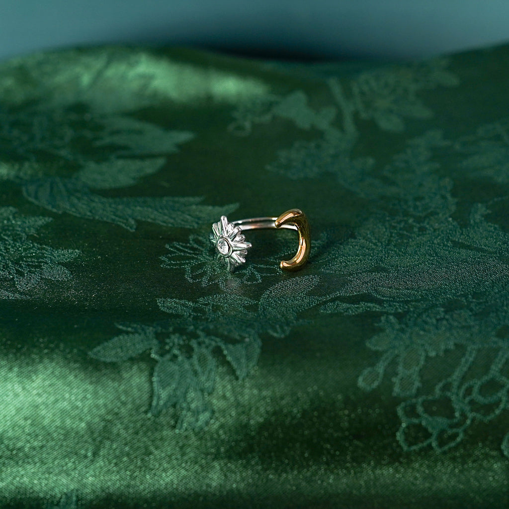 Moon and star adjustable fantasy ring