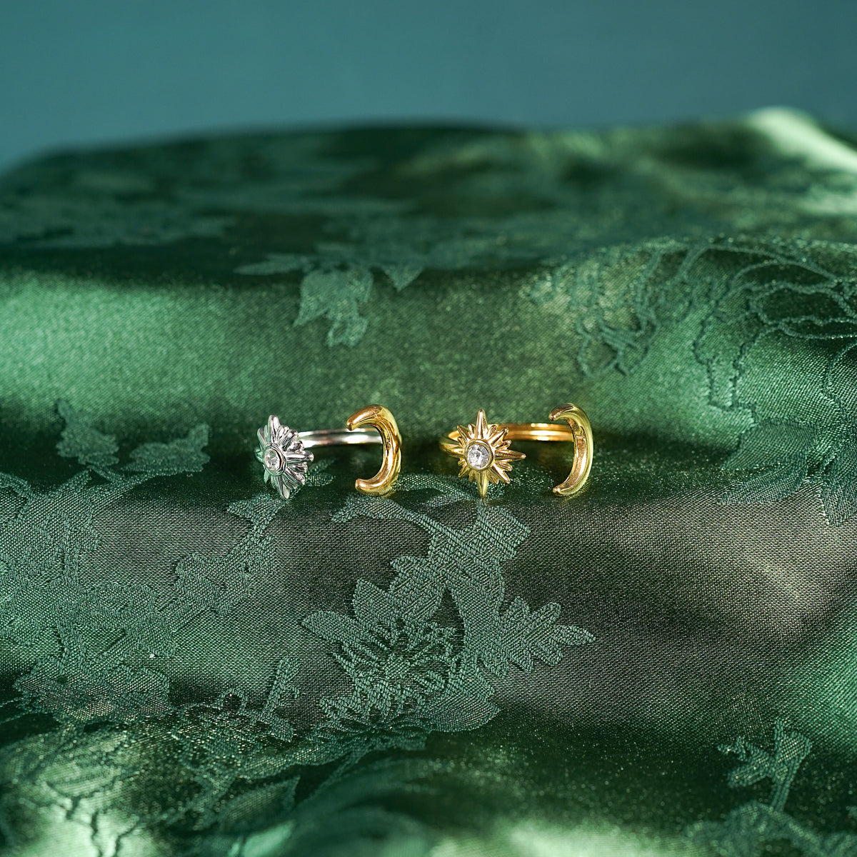Moon and star adjustable fantasy ring