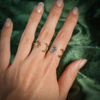 Moon and star adjustable fantasy ring