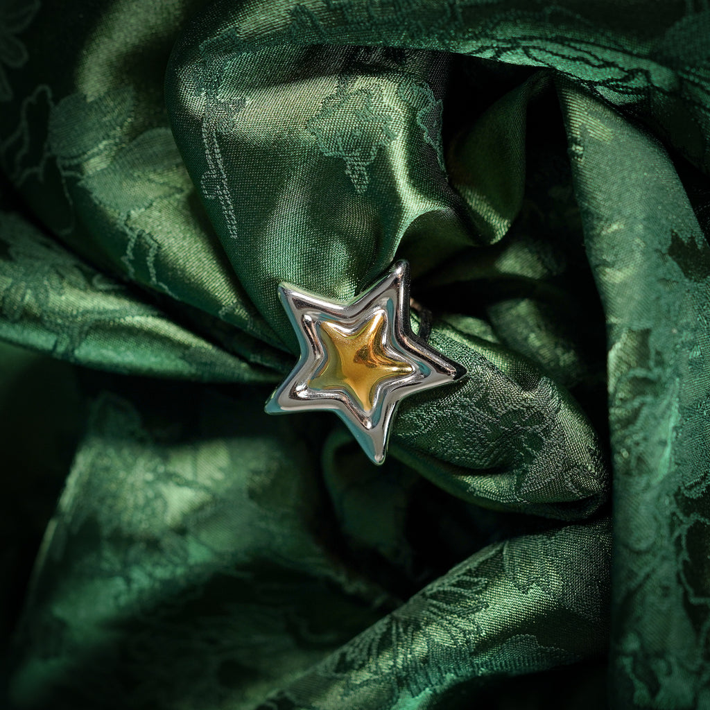 Chunky adjustable star ring top