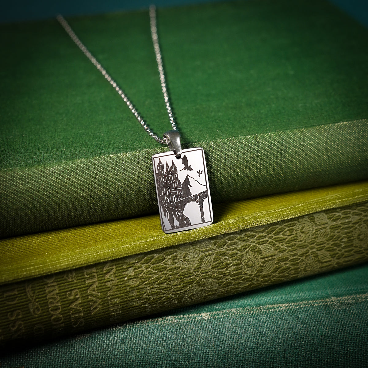 The "Dragon War College" Rectangle Location Necklace