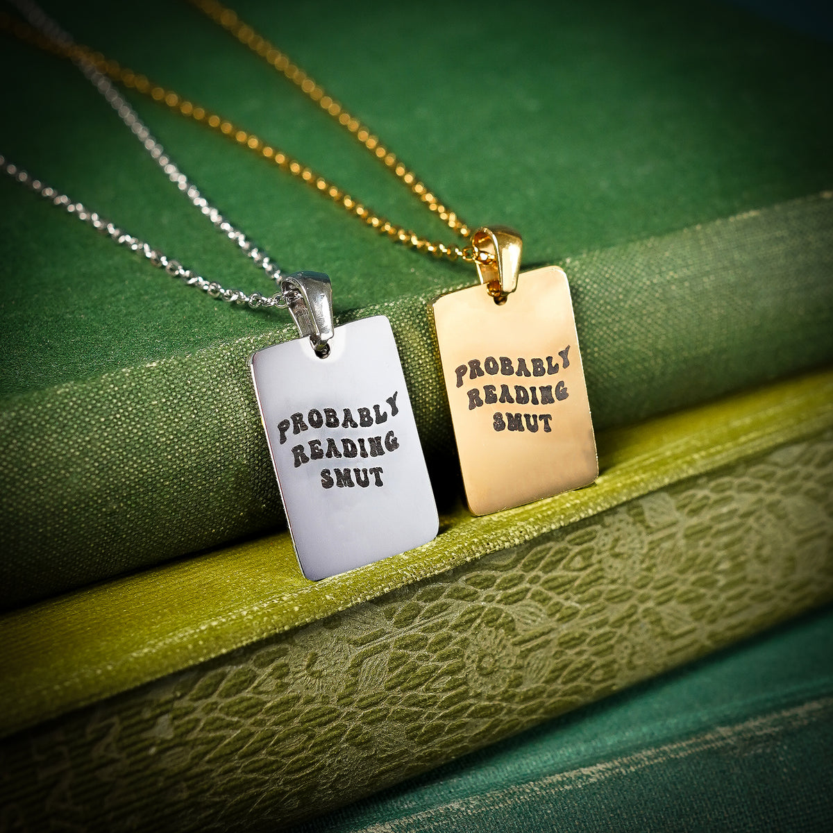 The "Probably Reading Smut" Rectangle Necklace