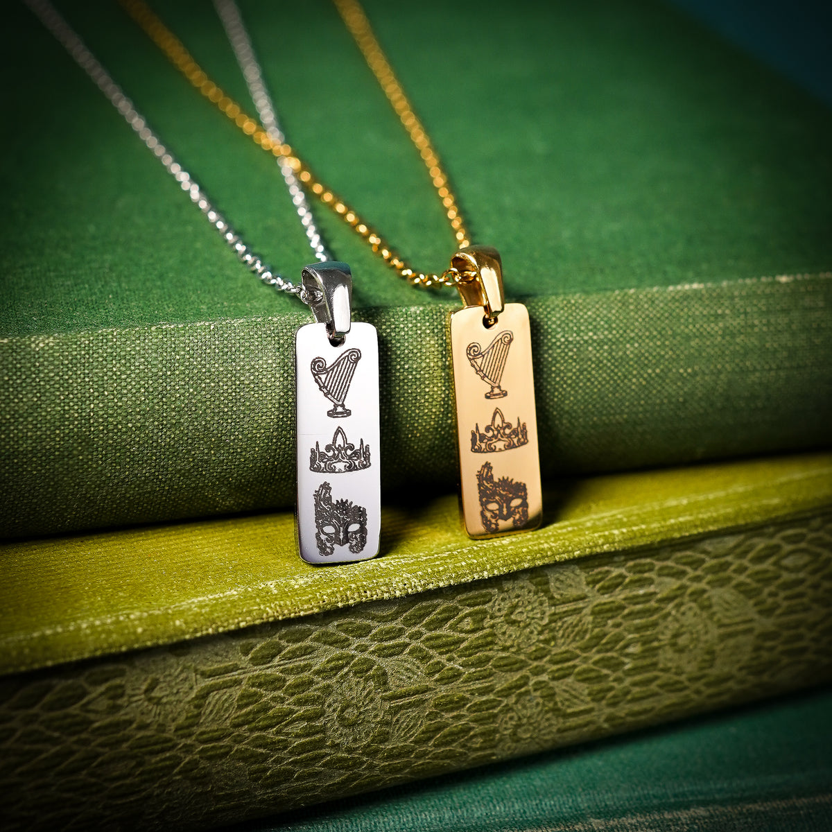 The "Crown, Harp & Mask" Bar Necklace