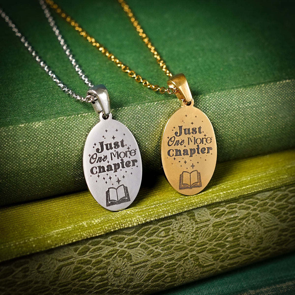 The "Just One More Chapter" Oval Necklace