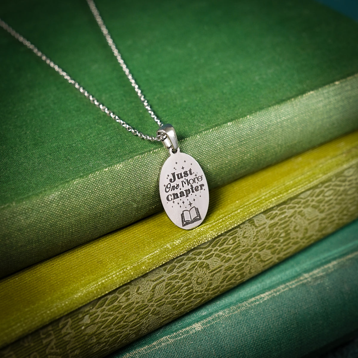 The "Just One More Chapter" Oval Necklace