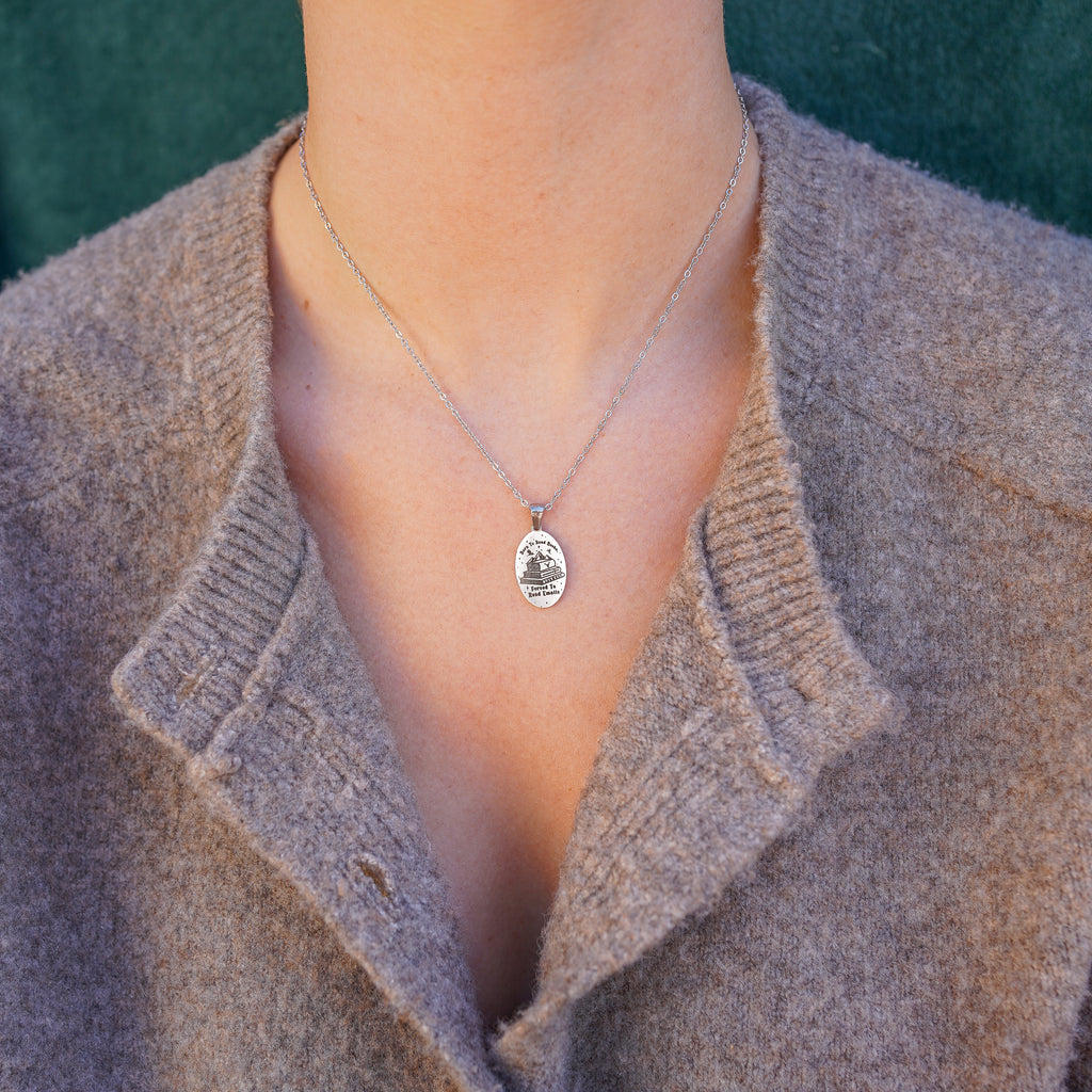 The "Born To Read Books, Forced To Read Emails" Oval Necklace